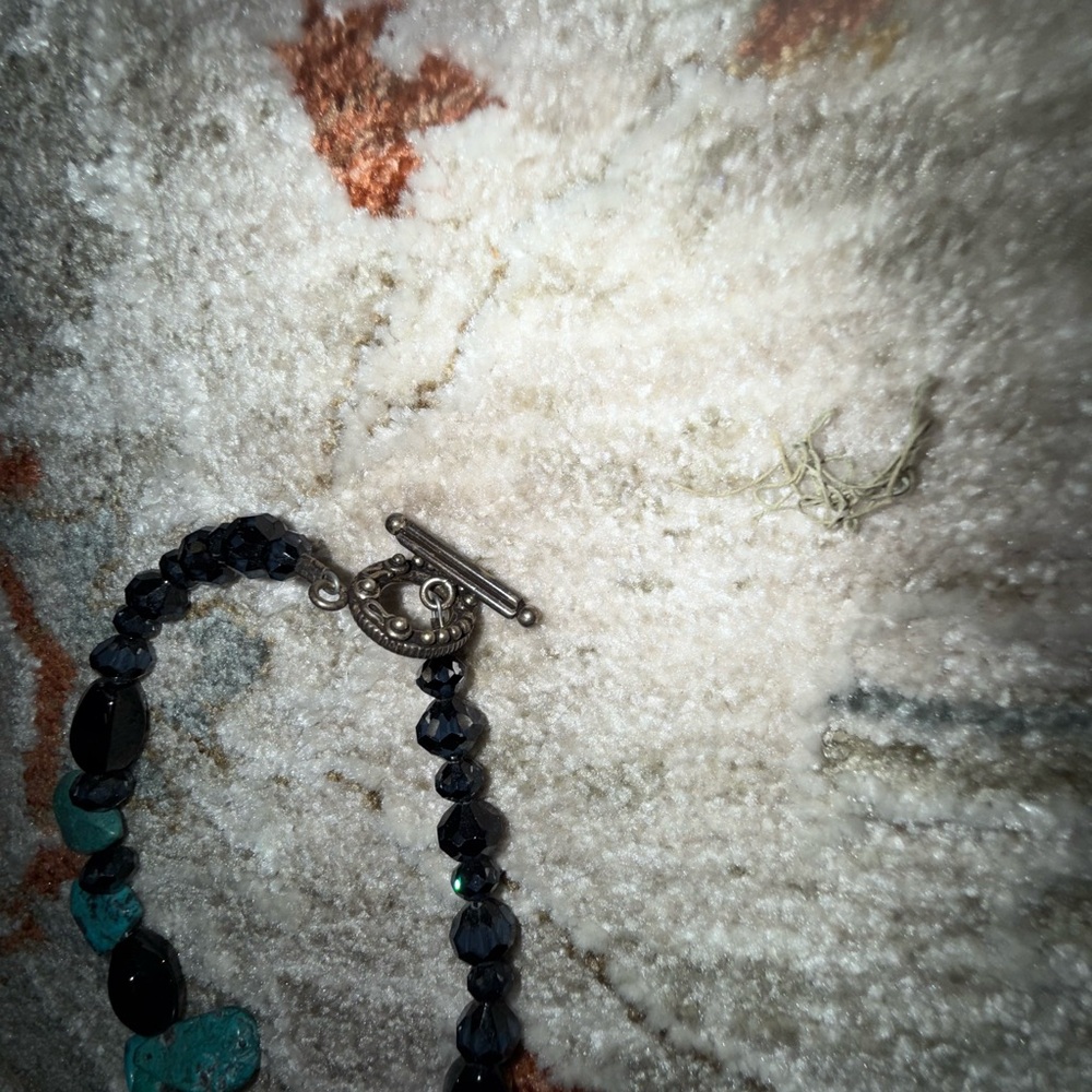 Turquoise and Black Beaded Necklace - Picture 8 of 10